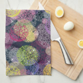 抽象的でかわいい水玉模様の円 キッチンタオル (四つ折り)