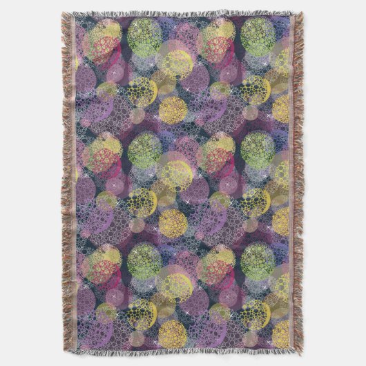 抽象的でかわいい水玉模様の円 スローブランケット (正面縦)