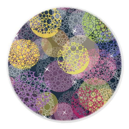 抽象的でかわいい水玉模様の円 セラミックノブ (正面)