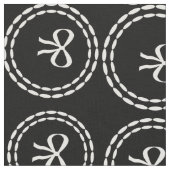 抽象的でかわいく白い弓パターン黒 ファブリック (クローズアップ)