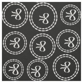 抽象的でかわいく白い弓パターン黒 ファブリック (見本)