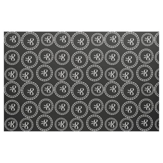 抽象的でかわいく白い弓パターン黒 ファブリック (ファットクウォーター)