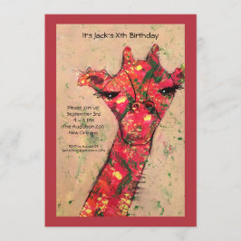 抽象的ではっきりしたなキリンの誕生日のパーティの招待状 招待状