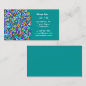 抽象的でカラフルで青いモザイク模様 名刺 (正面/裏面)