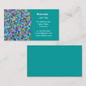 抽象的でカラフルで青いモザイク模様 名刺 (正面/裏面)