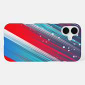 抽象的でクールな赤白青のブラシストローク iPhoneケース (裏面横)