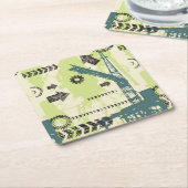 抽象的でハイテクな背景 スクエアペーパーコースター (アングル)