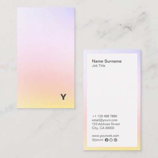 抽象的でミニマルな勾配の縦の名刺 名刺 (正面/裏面)