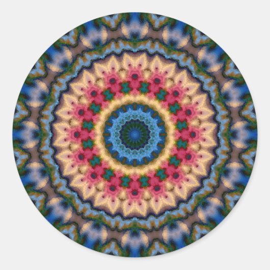 抽象的でモダンなモザイク目まぐるしいタイルパターン ラウンドシール (正面)