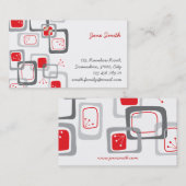 抽象的でモダンなレトロの赤いさくらんぼはプロフィールカードを平方します 名刺 (正面/裏面)