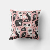 抽象的でモダンな目及び唇パターン クッション (裏面)