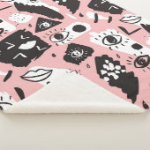 抽象的でモダンな目及び唇パターン シェルパブランケット (3/4)