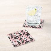 抽象的でモダンな目及び唇パターン スクエアペーパーコースター (インサイチュ)