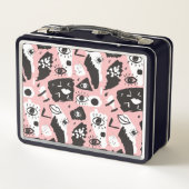 抽象的でモダンな目及び唇パターン メタルランチボックス (裏面)