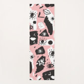 抽象的でモダンな目及び唇パターン ヨガマット (正面)