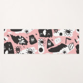 抽象的でモダンな目及び唇パターン ヨガマット (正面(横))