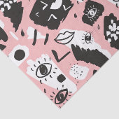 抽象的でモダンな目及び唇パターン 薄葉紙 (詳細)