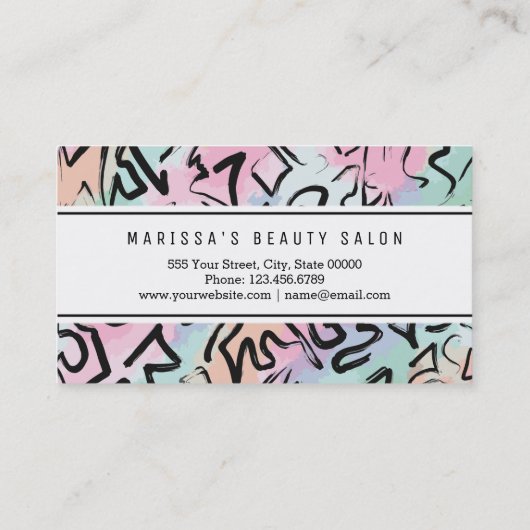 抽象的でモダンな落書きの水彩画ブラシストローク 名刺 (裏面)