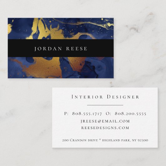 抽象的で不機嫌で青い金属 名刺 (正面/裏面)