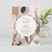 抽象的で中立的なボヘミアンスタイルのウェディング招待状 招待状 (スタンド正面)