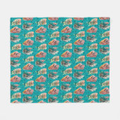 抽象的で写実的なサボテンのSucculentパターン フリースブランケット (正面(横))