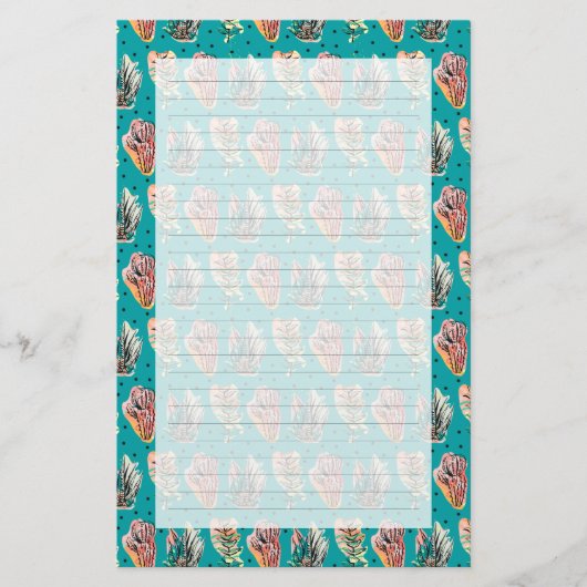 抽象的で写実的なサボテンのSucculentパターン 便箋 (正面)