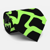抽象的で写実的なパターン黒およびライムグリーン ネクタイ (ロール)