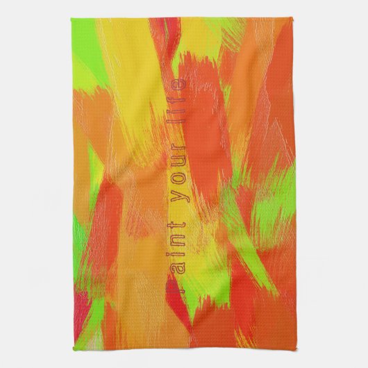 抽象的で多彩なブラシはtexture.text.をなでます キッチンタオル (縦)