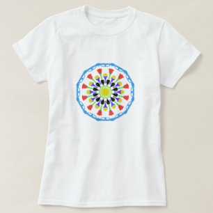抽象的で多彩な円パターン Tシャツ