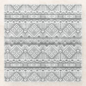 抽象的で幾何学的でアステカなパターン2 ガラスコースター (正面)