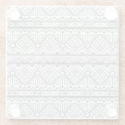 抽象的で幾何学的でアステカなパターン2 ガラスコースター (裏面)