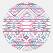 抽象的で幾何学的でアステカなパターン3 ラウンドシール (正面)