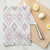 抽象的で幾何学的でアステカなパターン キッチンタオル (四つ折り)