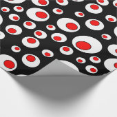 抽象的で幾何学的でクールで赤く白い円 ラッピングペーパー (角)