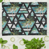 抽象的で幾何学的なやし及び波パターン キッチンタオル (折り畳み)