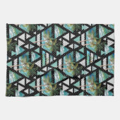 抽象的で幾何学的なやし及び波パターン キッチンタオル (横)