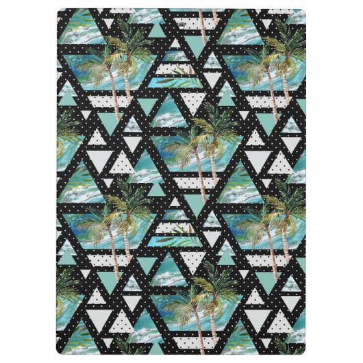 抽象的で幾何学的なやし及び波パターン クリップボード (裏面)