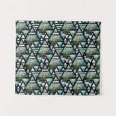 抽象的で幾何学的なやし及び波パターン タペストリー (正面(横))