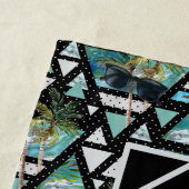 抽象的で幾何学的なやし及び波パターン ビーチタオル (インサイチュ)