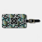 抽象的で幾何学的なやし及び波パターン ラゲッジタグ (正面横)