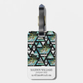 抽象的で幾何学的なやし及び波パターン ラゲッジタグ (裏面縦)