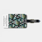 抽象的で幾何学的なやし及び波パターン ラゲッジタグ (裏面横)