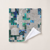 抽象的で幾何学的なアワビおよび真珠母 バスタオルセット (ウォッシュタオル)