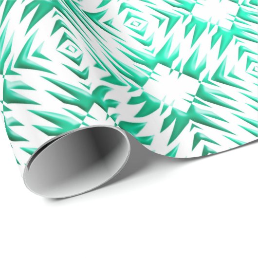 抽象的で幾何学的なティール（緑がかった色）パターン ラッピングペーパー (ロールコーナー)