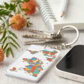 抽象的で幾何学的な世界地図 キーホルダー (正面右)