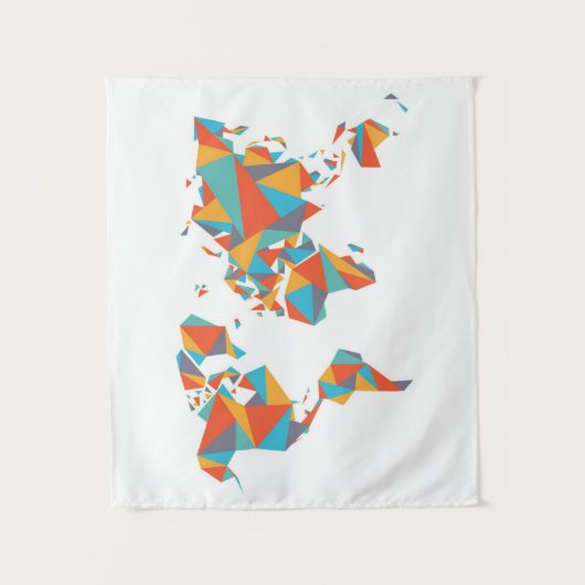 抽象的で幾何学的な世界地図 タペストリー (正面)