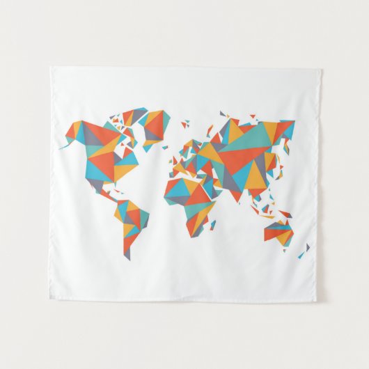 抽象的で幾何学的な世界地図 タペストリー (正面(横))