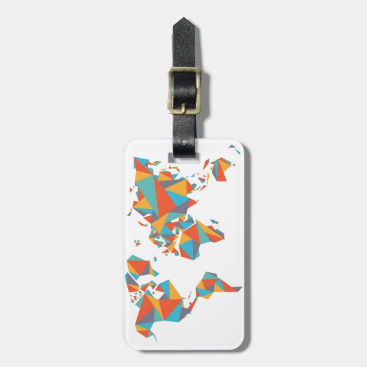 抽象的で幾何学的な世界地図 ラゲッジタグ (正面縦)