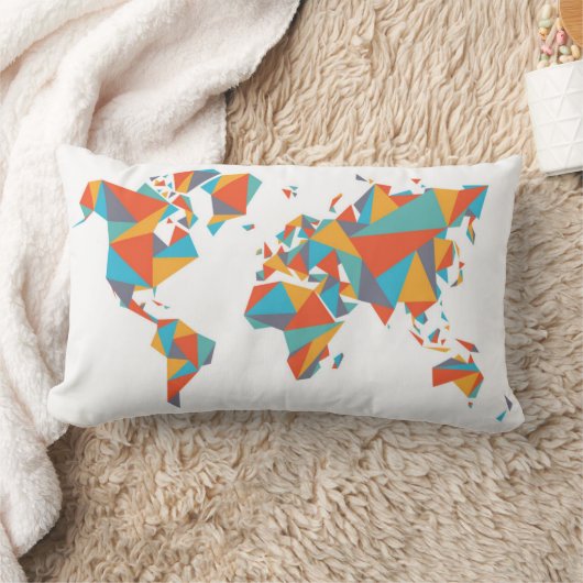 抽象的で幾何学的な世界地図 ランバークッション (ブランケット)