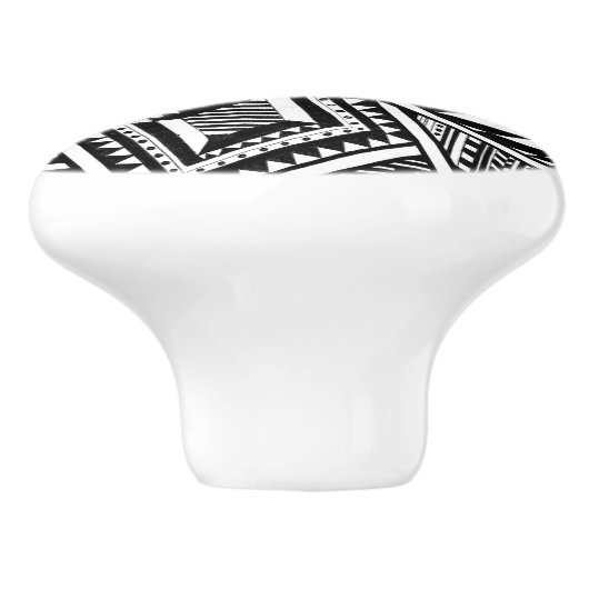 抽象的で幾何学的な形の白黒パターン手 セラミックノブ (側面)